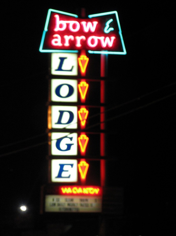 bow & arrow lodge, route 66 neon, copyright athena rayne anderson