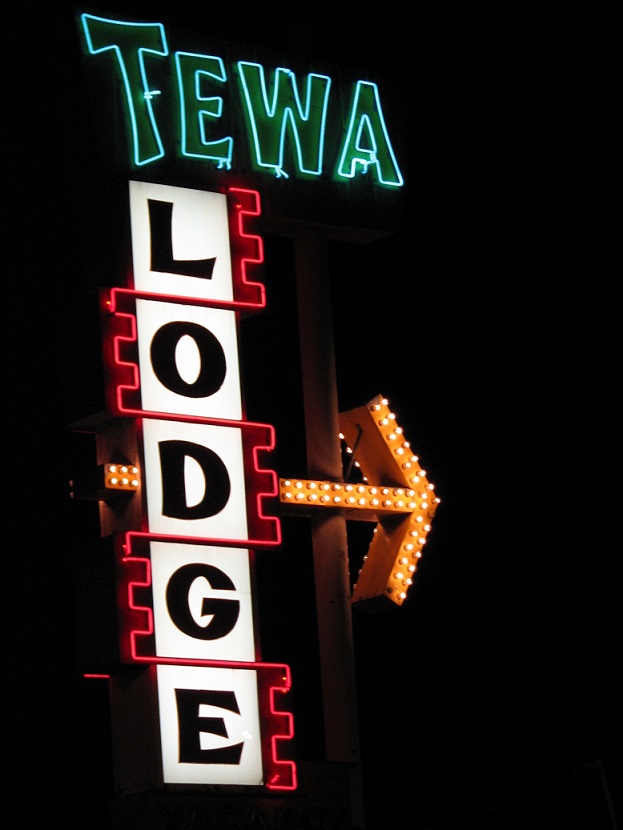 tewa lodge, route 66 neon, copyright athena rayne anderson